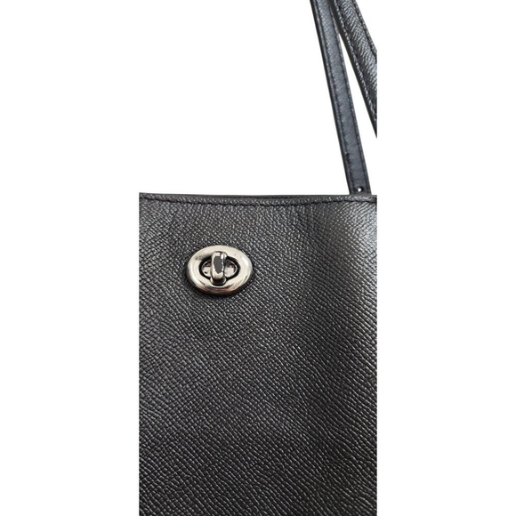 Coach Black Turn-Lock Saffiano Leather Tote Bag - Picture 4 of 16